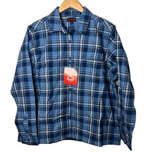 Women’s 2X Wolverine NWT Blue Flannel Button Up Top 🏷 w/hand pockets Bluebell